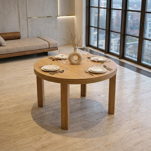 Stół ST-111A  okrągły rozładany dębowy